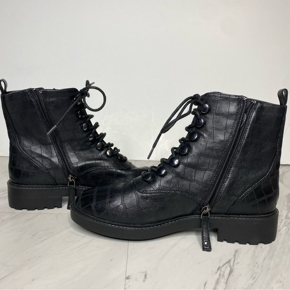 New! Paolo Trinity Black Crocodile Lace Up Bootie 8 1/2 M - Picture 6 of 14